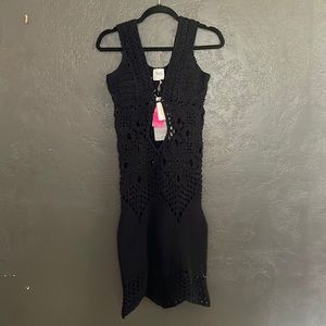 Knit black cover up dress